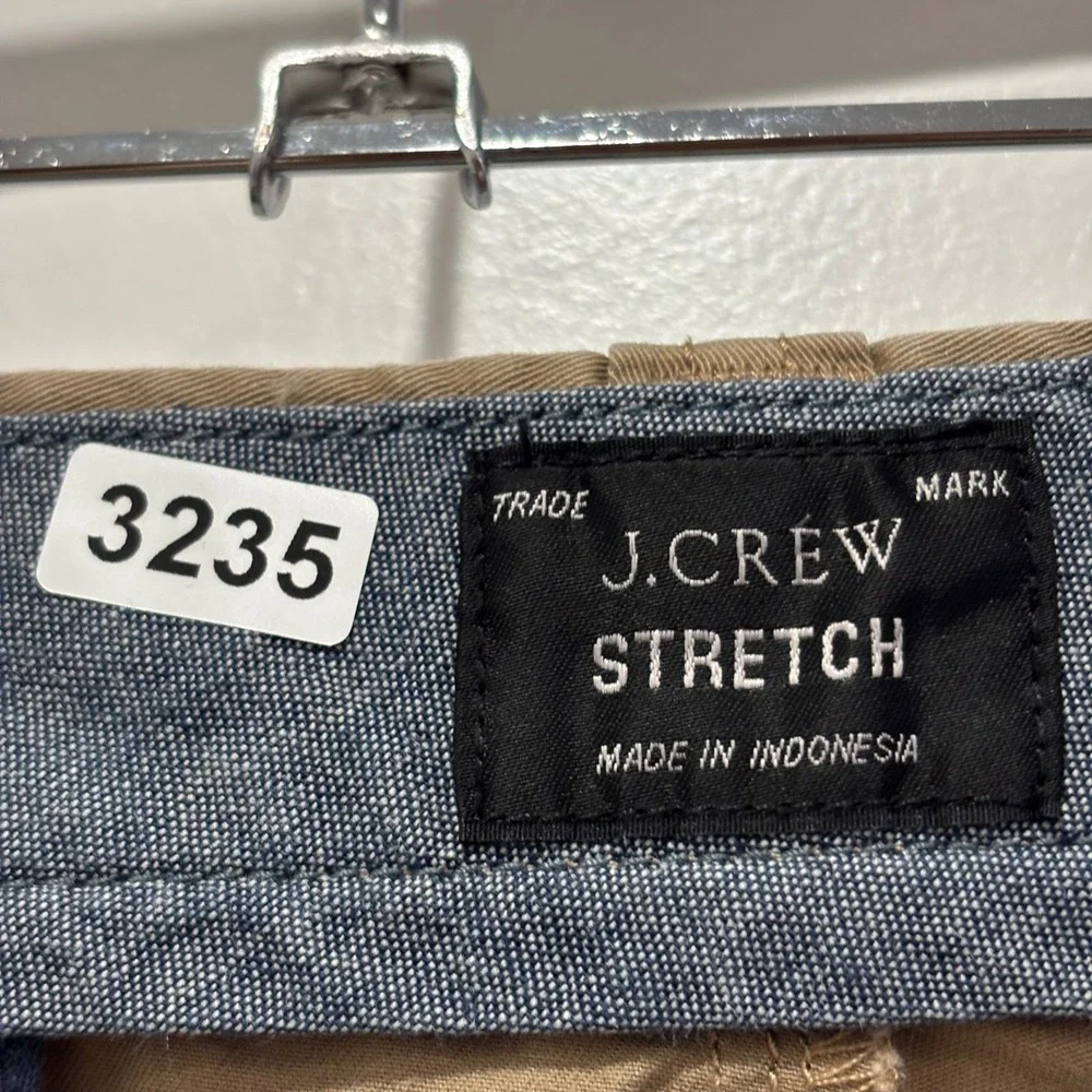 J.Crew Mens Stretch Chino Shorts Khaki Tan Size 33 Inseam 9 Classic Casual